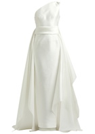 Solace London Charo One-shoulder Faille Gown Cream
