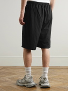 Balenciaga - Wide-Leg Logo-Embroidered Shell Shorts - Black