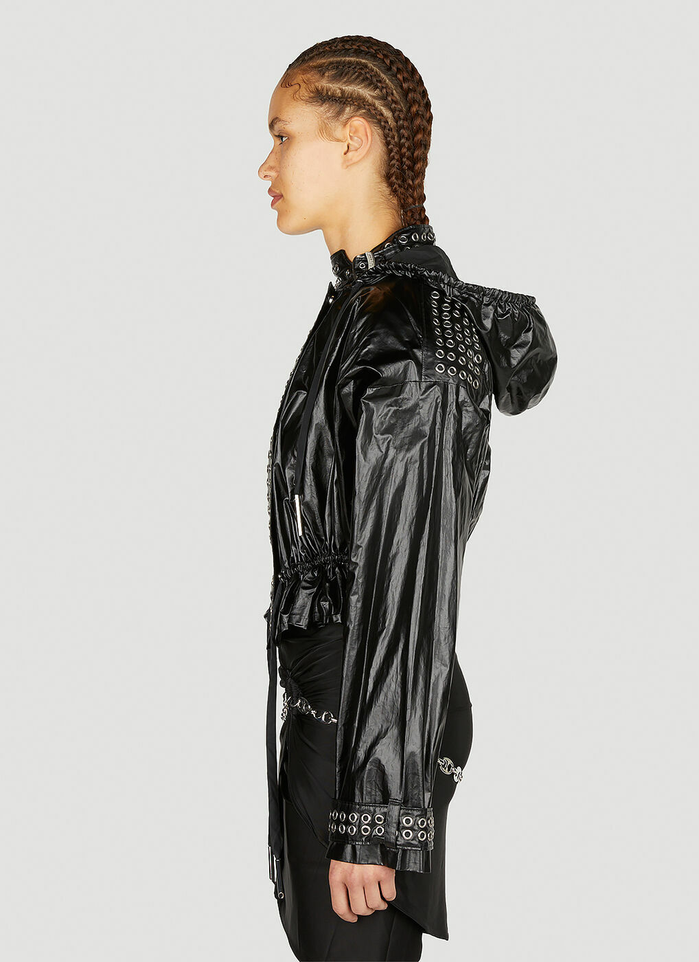 Paco Rabanne Eyelet Biker Jacket In Black Paco Rabanne