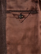 Saman Amel - Slim-Fit Silk, Wool and Linen-Blend Blazer - Brown