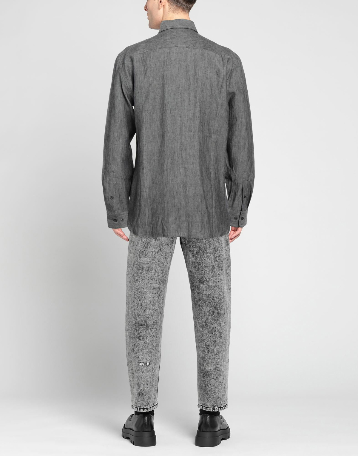 120% Lino Mens Shirt Charcoal