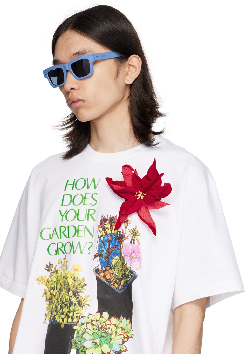 JW Anderson SSENSE Exclusive Blue Rectangle Sunglasses