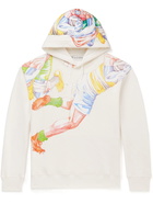 JW Anderson - Pol Anglada Logo-Embroidered Printed Cotton-Jersey Hoodie - White