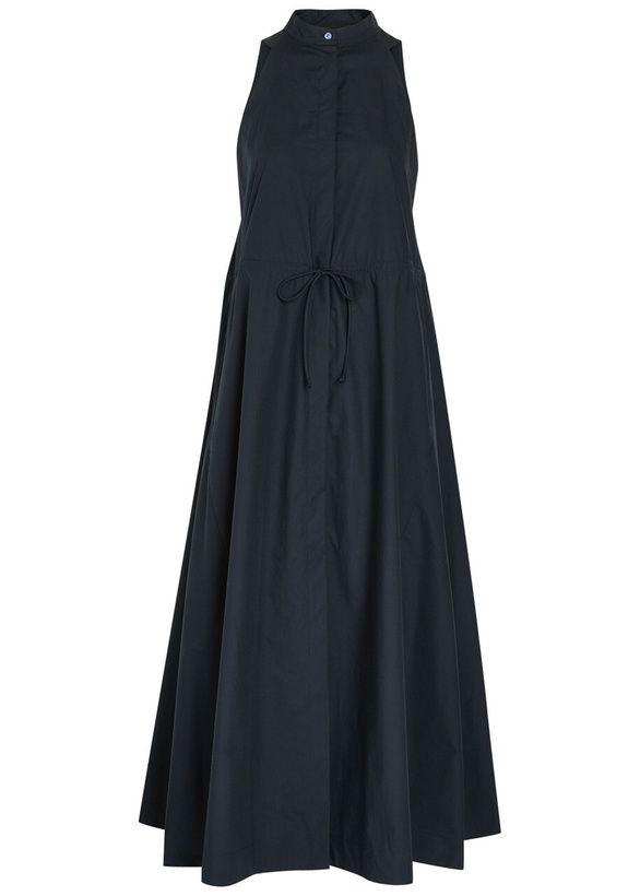 Photo: Emporio Armani Drawstring Cotton-poplin Midi Dress Navy