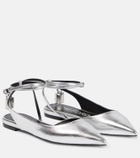 Tom Ford Padlock metallic leather slingback flats