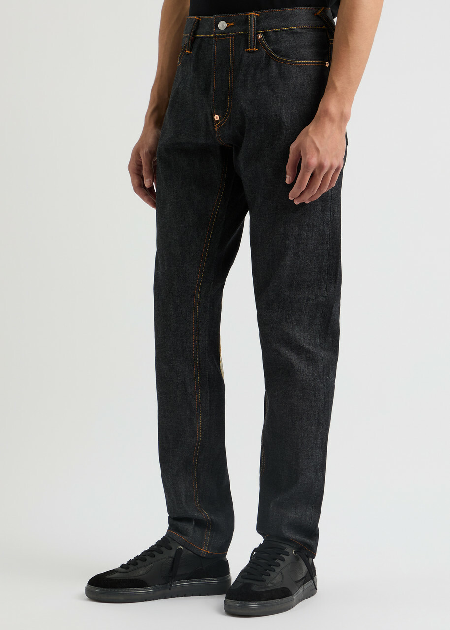 Evisu Kamon Daicock Printed Slim-leg Jeans Indigo