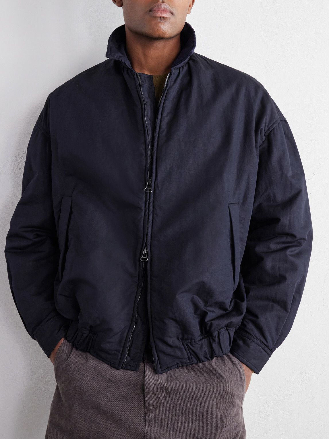 Casey Casey - Meaux Cotton and Linen-Blend Zip-Up Jacket - Blue