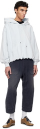 R13 Navy Deconstructed Cropped Sweatpants
