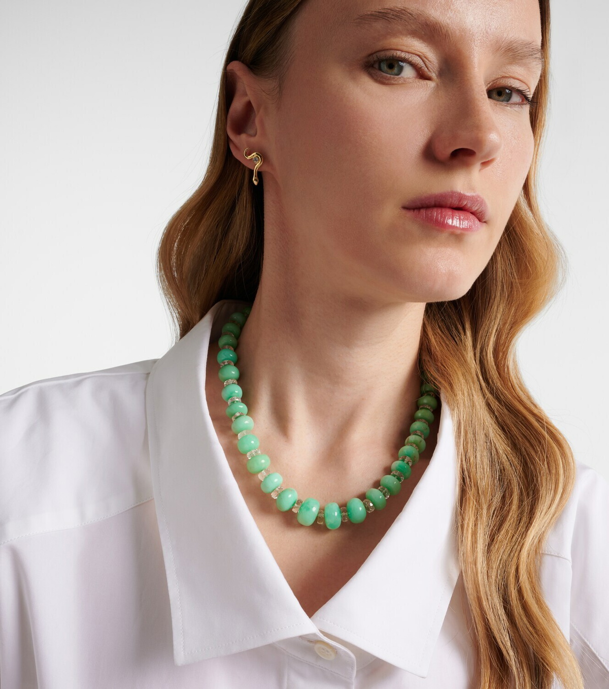 Ileana Makri Beaded necklace with chrysoprases, topaz, and diamonds