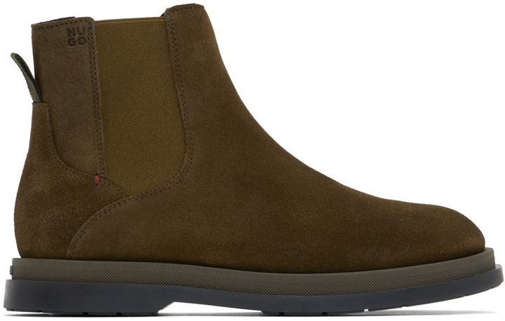 Photo: Hugo Khaki Suede Chelsea Boots