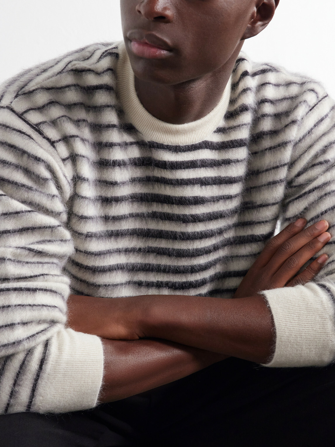TOM FORD - Striped Mohair-Blend Sweater - White
