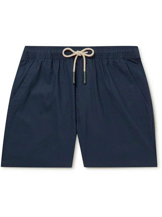 Photo: OAS - Straight-Leg Linen and Cotton-Blend Drawstring Shorts - Blue