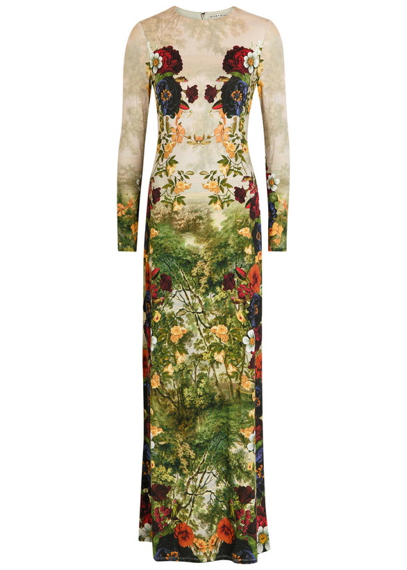 Photo: Alice + Olivia Delora Floral-print Jersey Maxi Dress Green