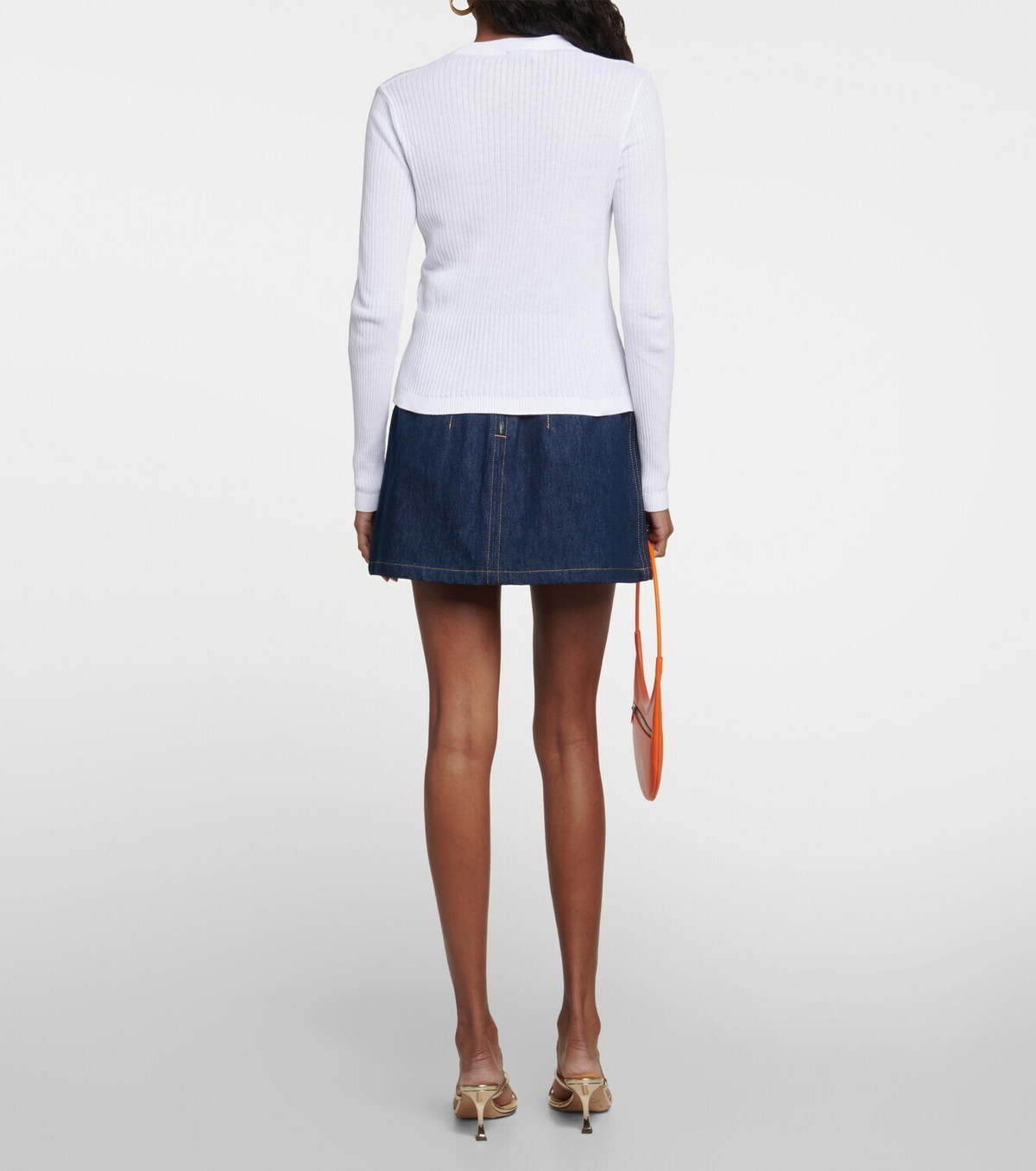 Patou Ribbed-knit cropped cotton sweater