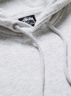 Stussy - Logo-Embroidered Cotton-Blend Jersey Hoodie - Gray