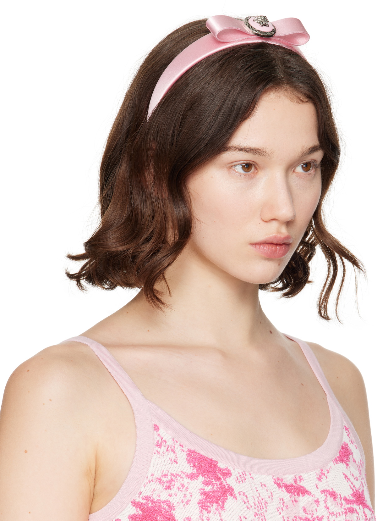 Versace Pink Gianni Ribbon Headband