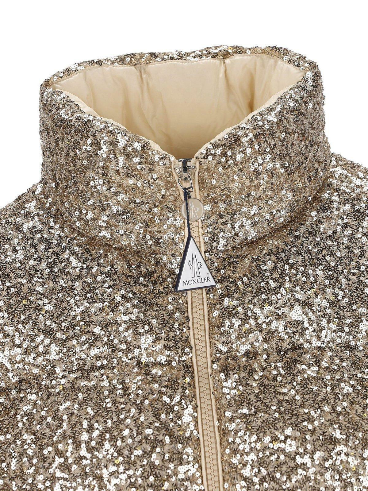 【送料&関税込】Moncler Sequinned Zip-up Puffer Jacket Moncler Sequinned Zip-up Puffer Jacket Moncler