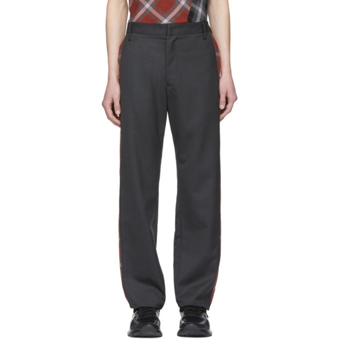 Photo: Chin Mens Grey Side Plaid Trousers