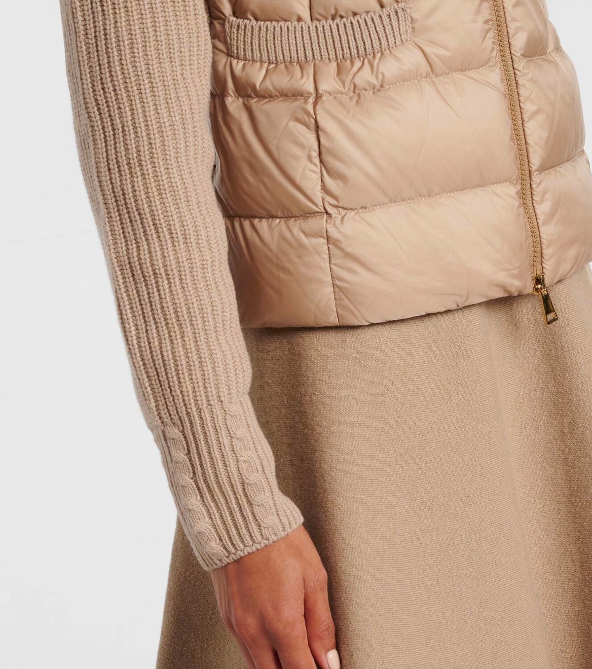 Moncler Down-paneled knitted wool jacket