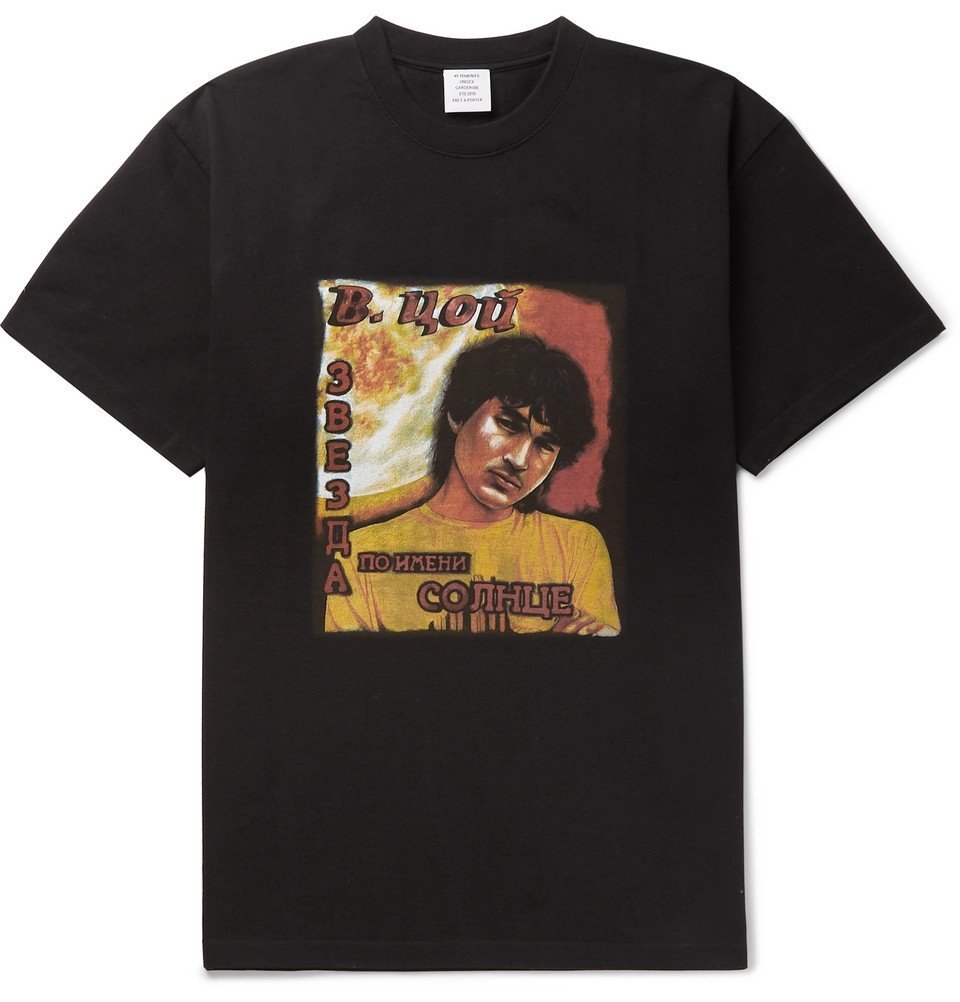 Vetements - Printed Cotton-Jersey T-Shirt - Men - Black Vetements