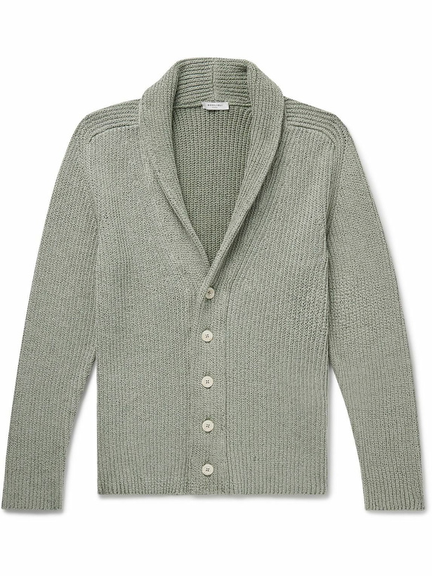 Photo: Boglioli - Shawl-Collar Garment-Dyed Ribbed Cotton Cardigan - Green