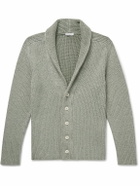 Boglioli - Shawl-Collar Garment-Dyed Ribbed Cotton Cardigan - Green