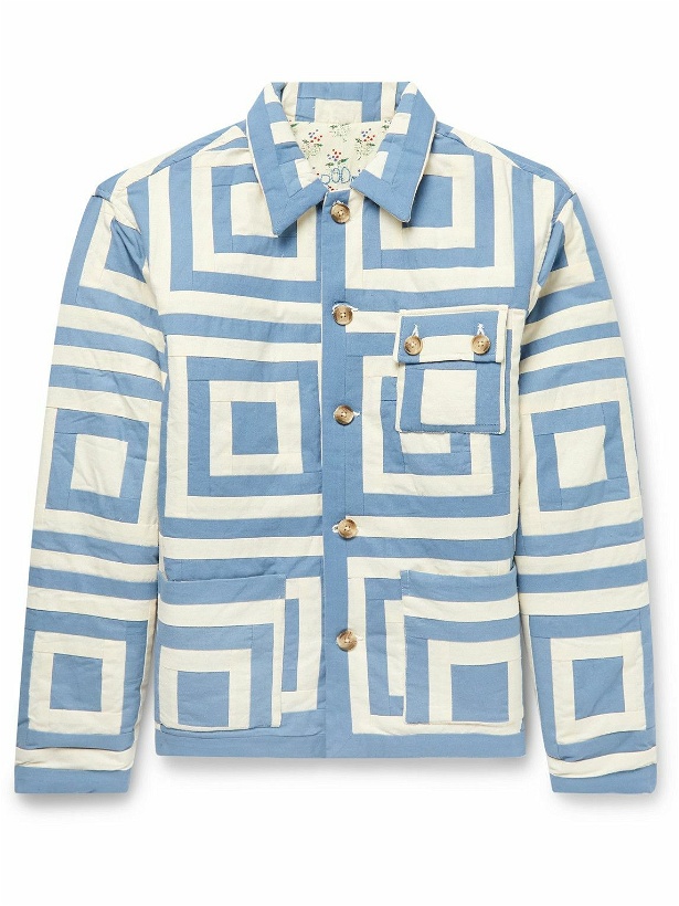 Photo: BODE - White House Steps Reversible Quilted Printed Cotton Jacket - Blue