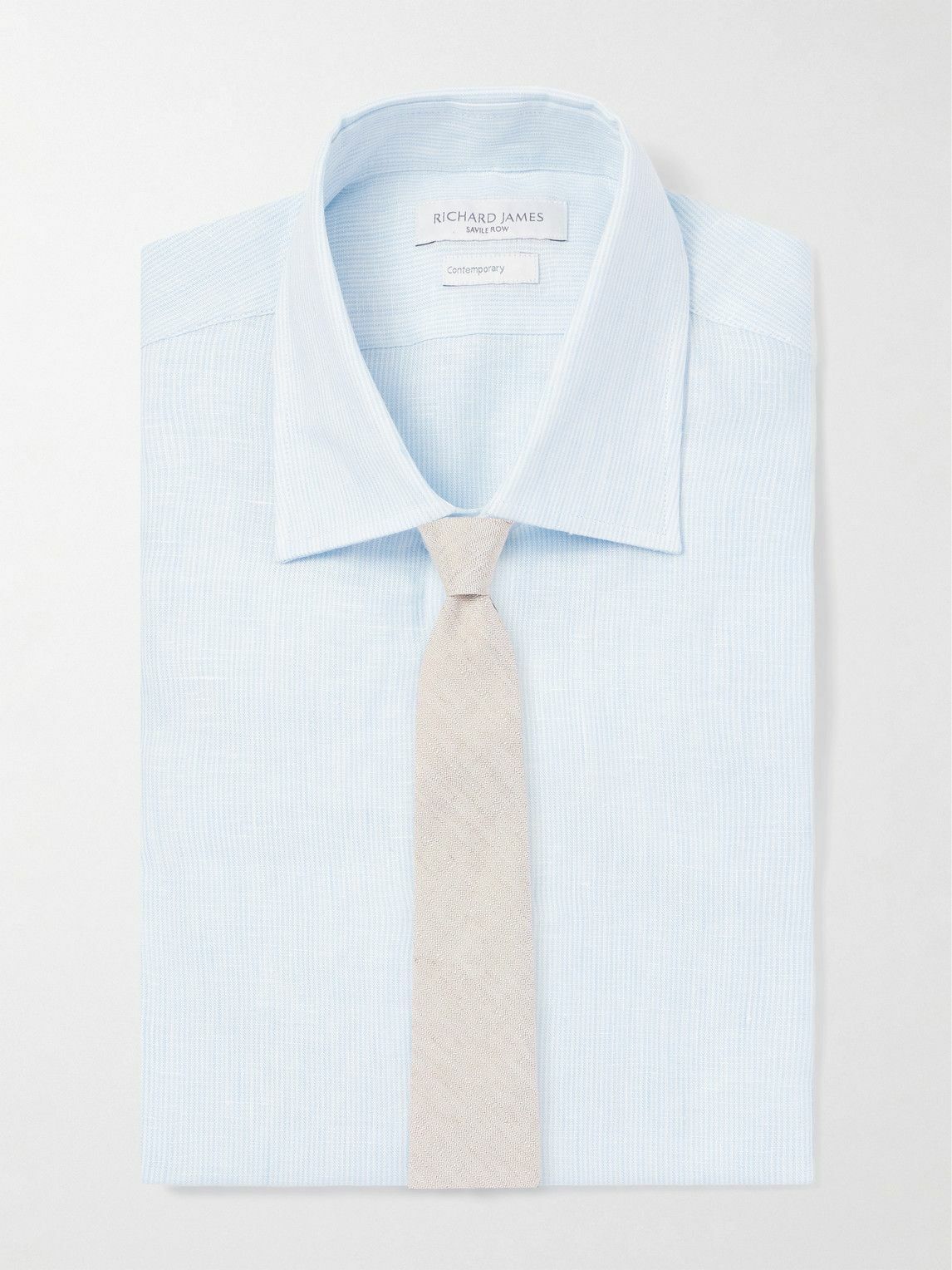 Richard James - Slim-Fit Striped Linen Shirt - Blue