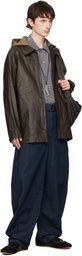 LEMAIRE Brown Detachable Hood Coated Technical Linen Rain Jacket