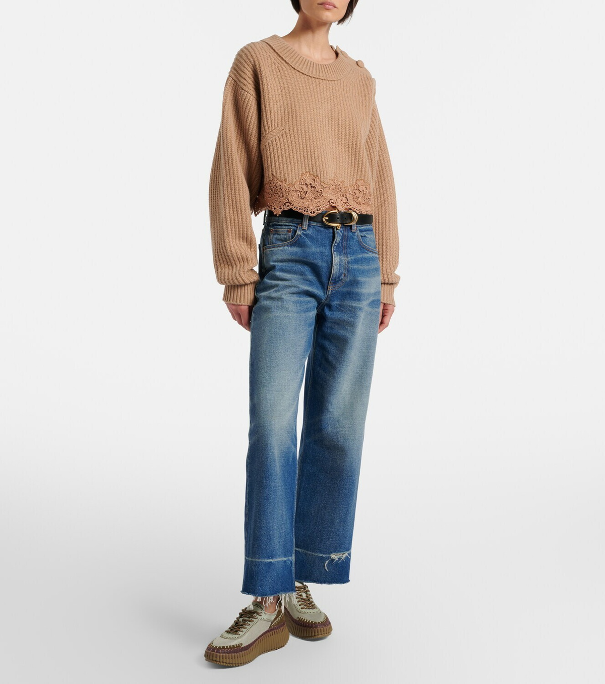 Chloé Nama leather-trimmed platform sneakers