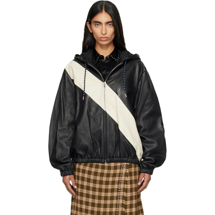 Photo: Wales Bonner Black Vista Anorak Leather Jacket