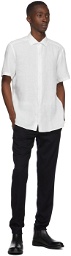Ermenegildo Zegna White Linen Short Sleeve Shirt