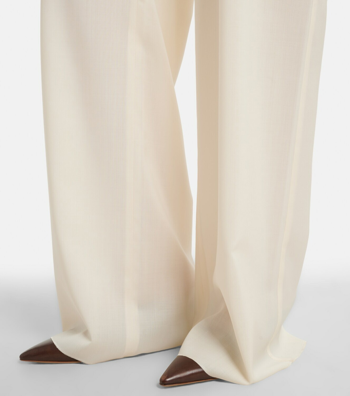 Max Mara Belted virgin wool wide-leg pants
