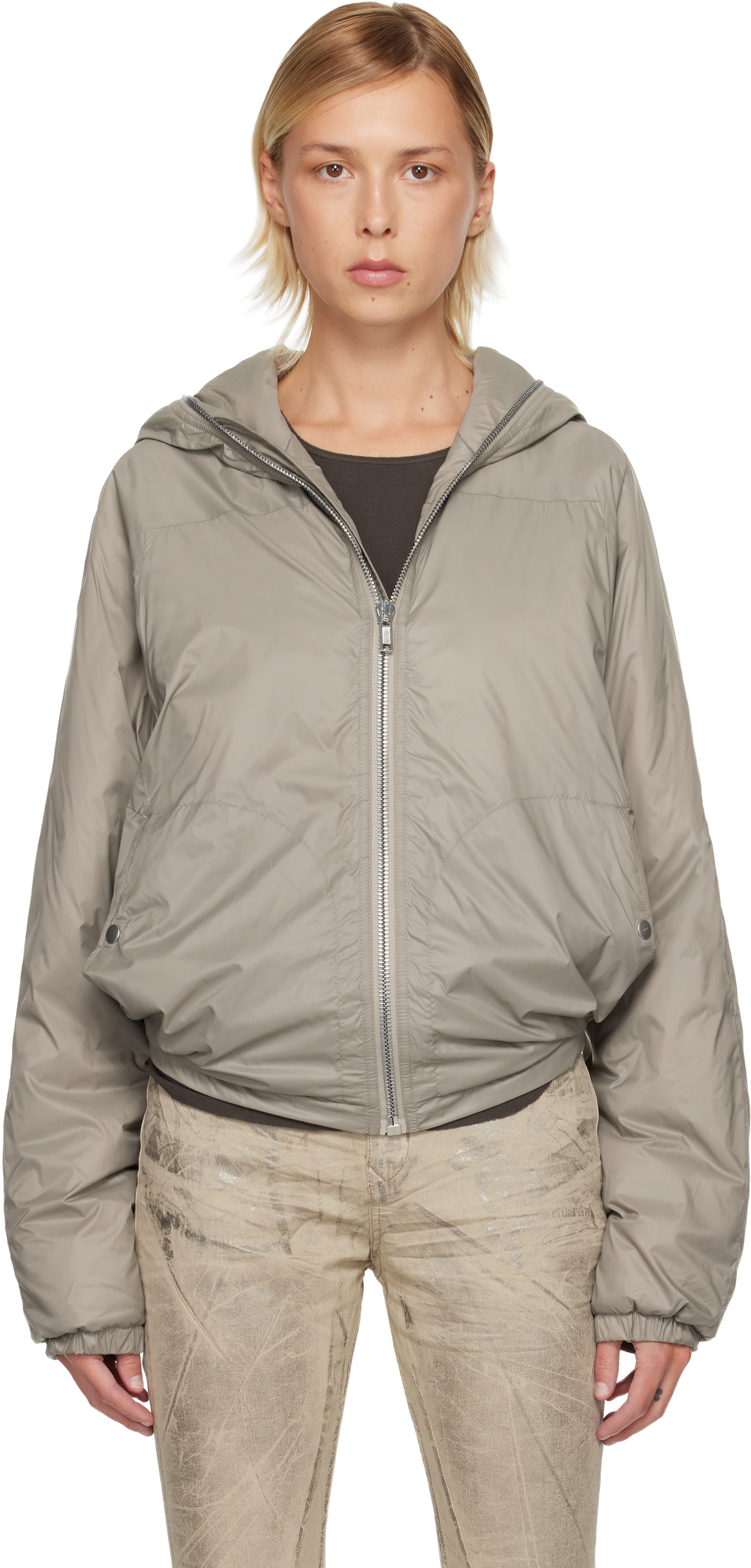 Rick Owens DRKSHDW Taupe Concordians Sealed Windbreaker Jacket