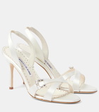 Manolo Blahnik Ramisli embellished satin slingback sandals