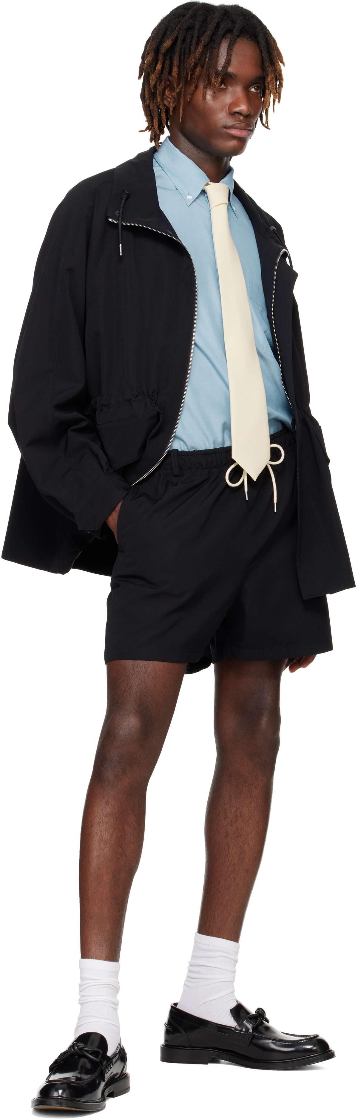 AURALEE Black Wool Max Canvas Shorts Auralee