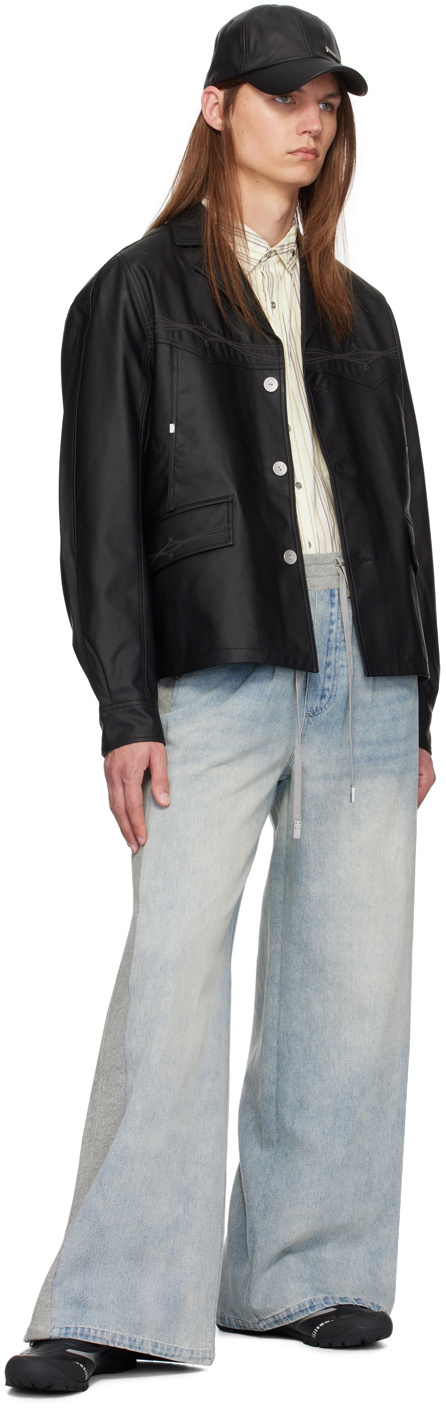 C2H4 Gray & Blue Paneled Jeans