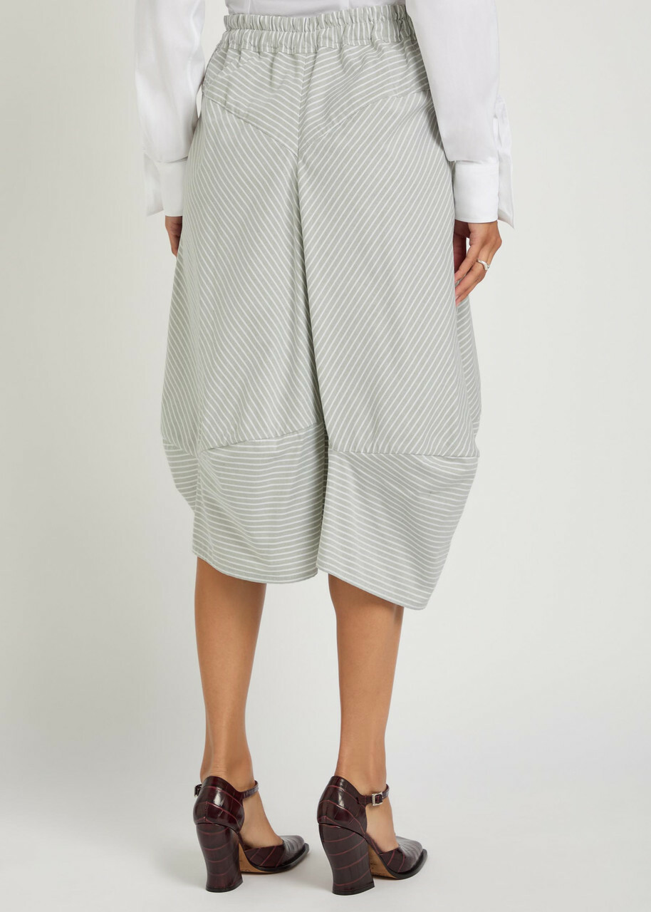 Vivienne Westwood Aerodrome Striped Asymmetric Cotton Midi Skirt White