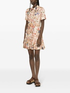 ZIMMERMANN - Floral Print Belted Linen Mini Dress