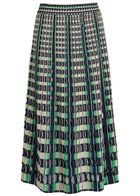 Simkhai Drue Textured Gingham Knit Midi Skirt Navy