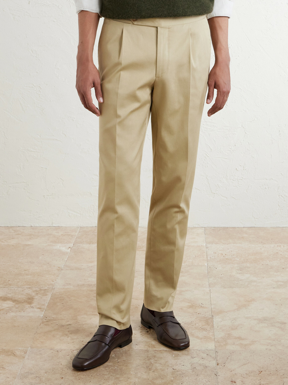 De Petrillo - Straight-Leg Cotton-Blend Twill Trousers - Neutrals
