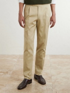 De Petrillo - Straight-Leg Cotton-Blend Twill Trousers - Neutrals
