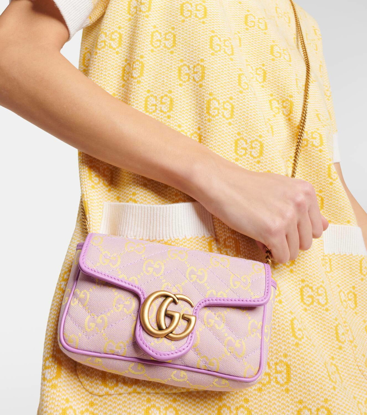 Gucci GG Super Mini leather-trimmed shoulder bag Gucci Gucci GG Super Mini leather-trimmed shoulder bag Gucci