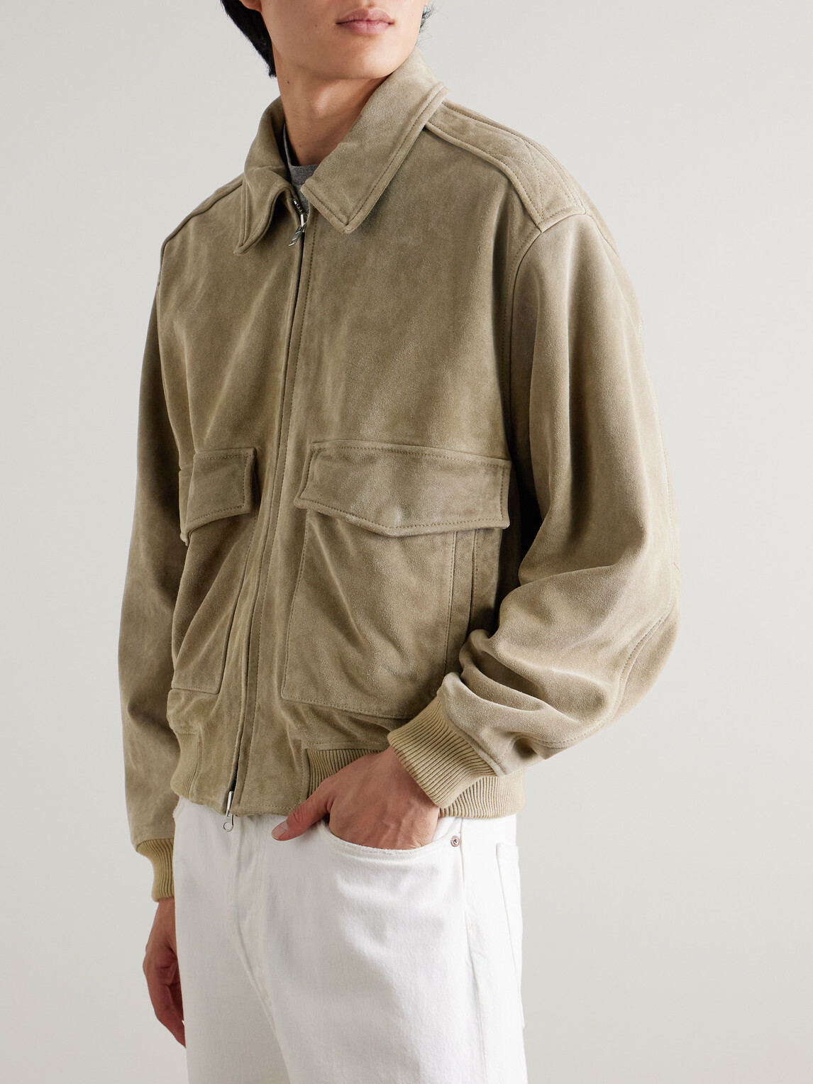 AGOLDE - Emil Suede Bomber Jacket - Brown