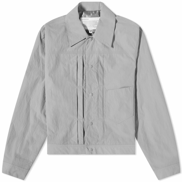 Photo: Uniform Bridge Men's Nylon Trucker Jacket in Grey