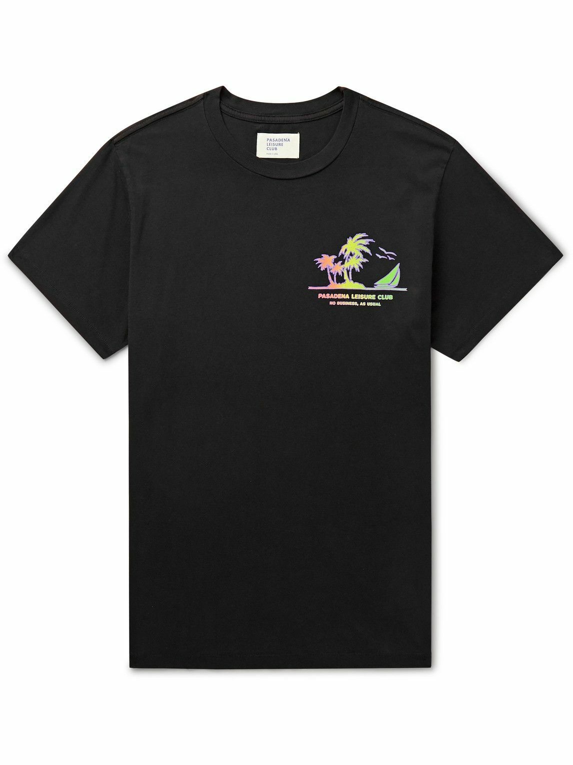 Photo: Pasadena Leisure Club - No Business Logo-Print Garment-Dyed Combed Cotton-Jersey T-Shirt - Black