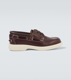 Gucci Web Stripe leather boat shoes