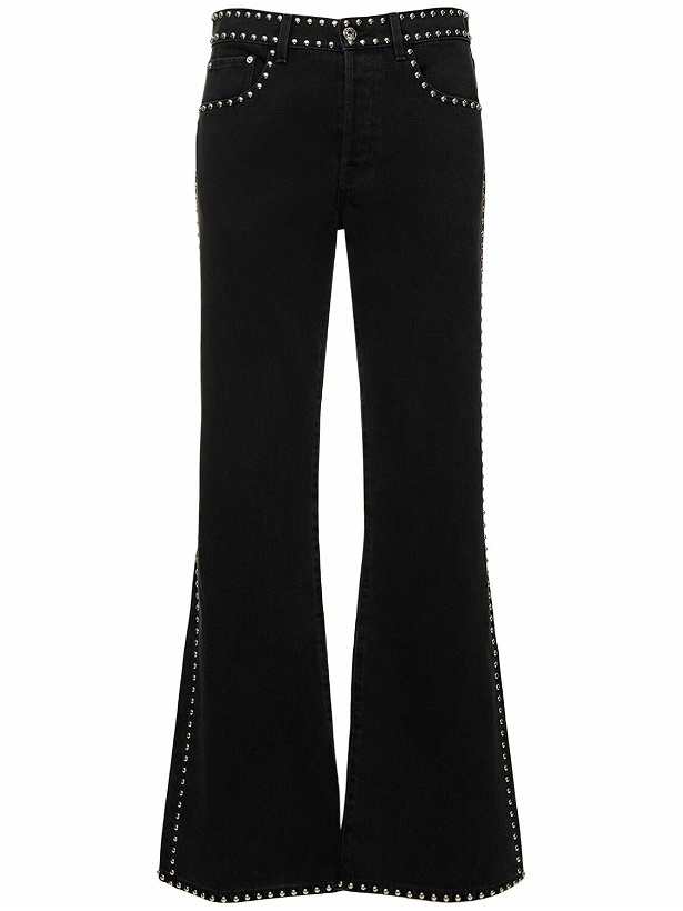 Photo: LANVIN - Embroidered Studs Flared Denim Pants
