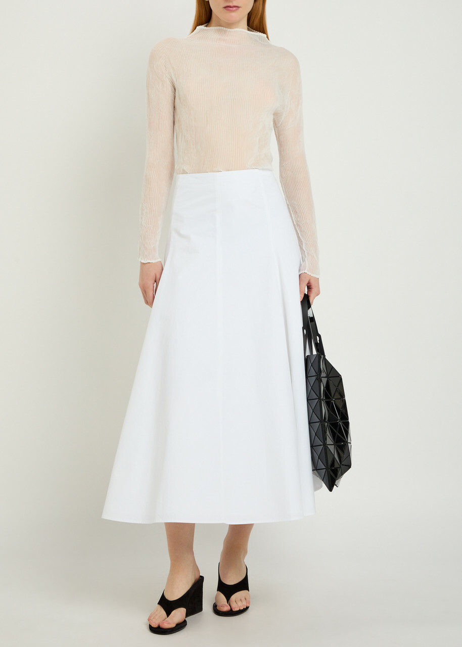 Issey Miyake Pleated Semi-sheer Chiffon top White