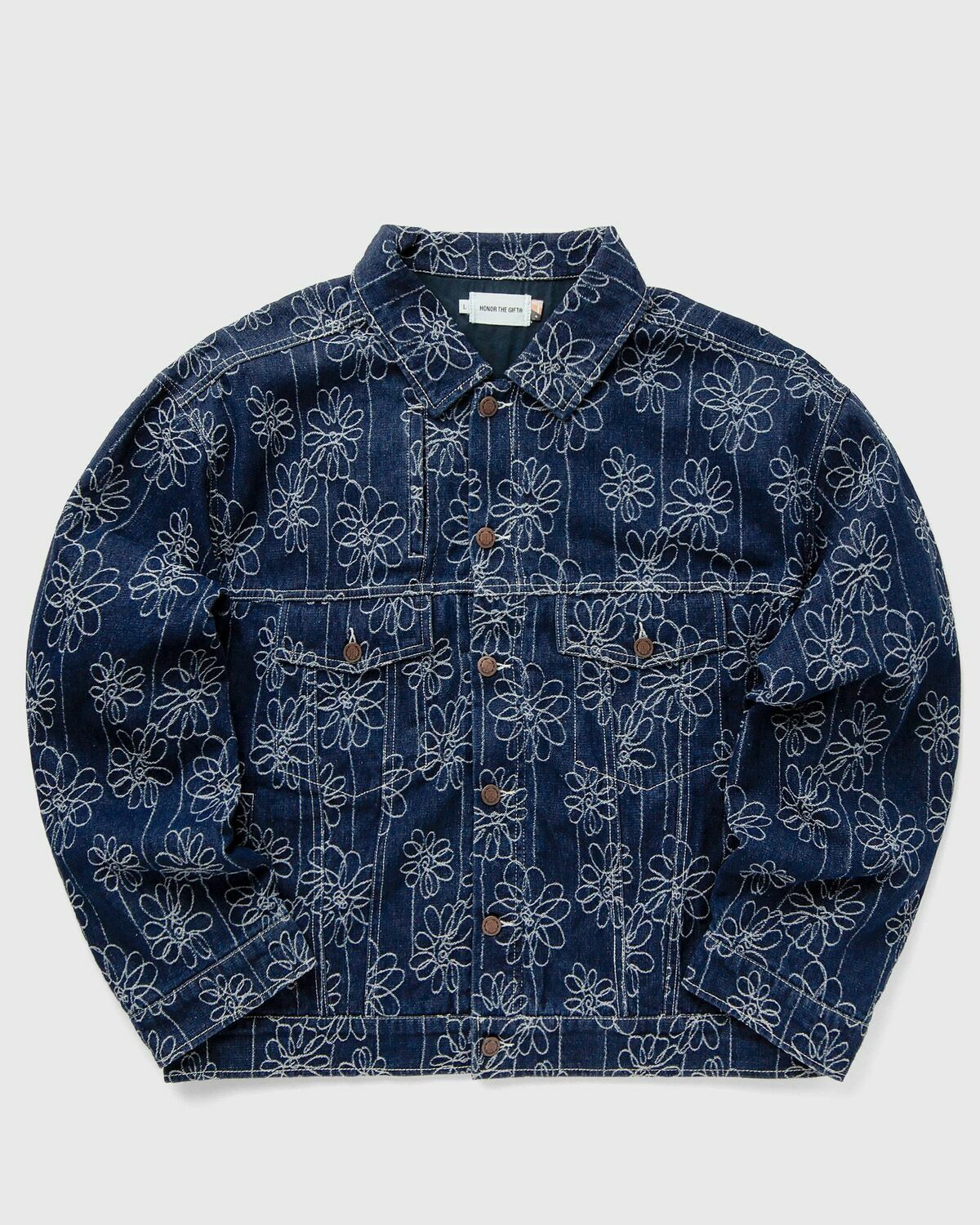 Honor The Gift FLOWER JACQUARD JACKET Blue Mens Denim Jacket